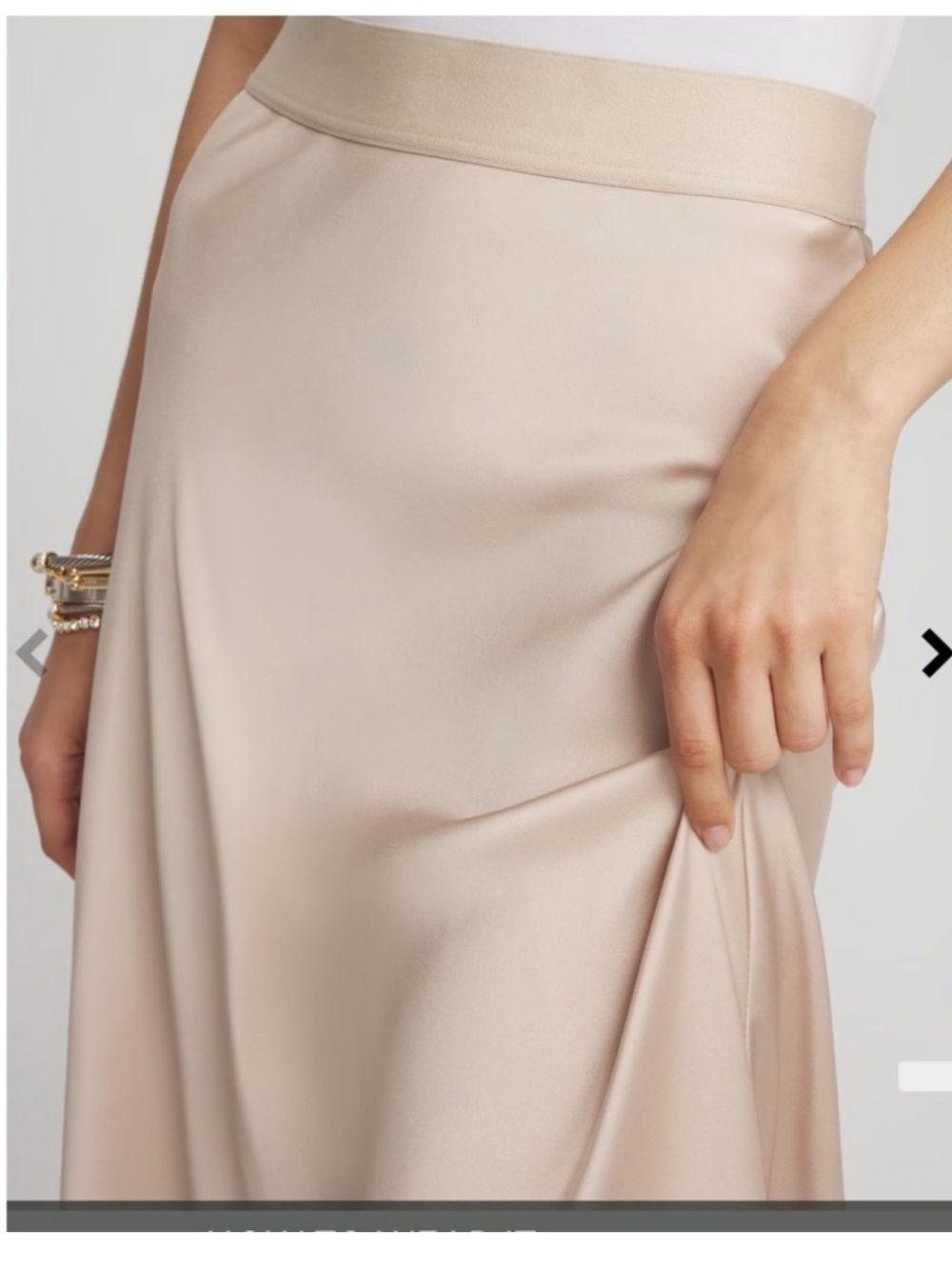 Black Label by Chico’s Champagne Satin A-Line Maxi Skirt Size 12 New - Picture 6 of 11